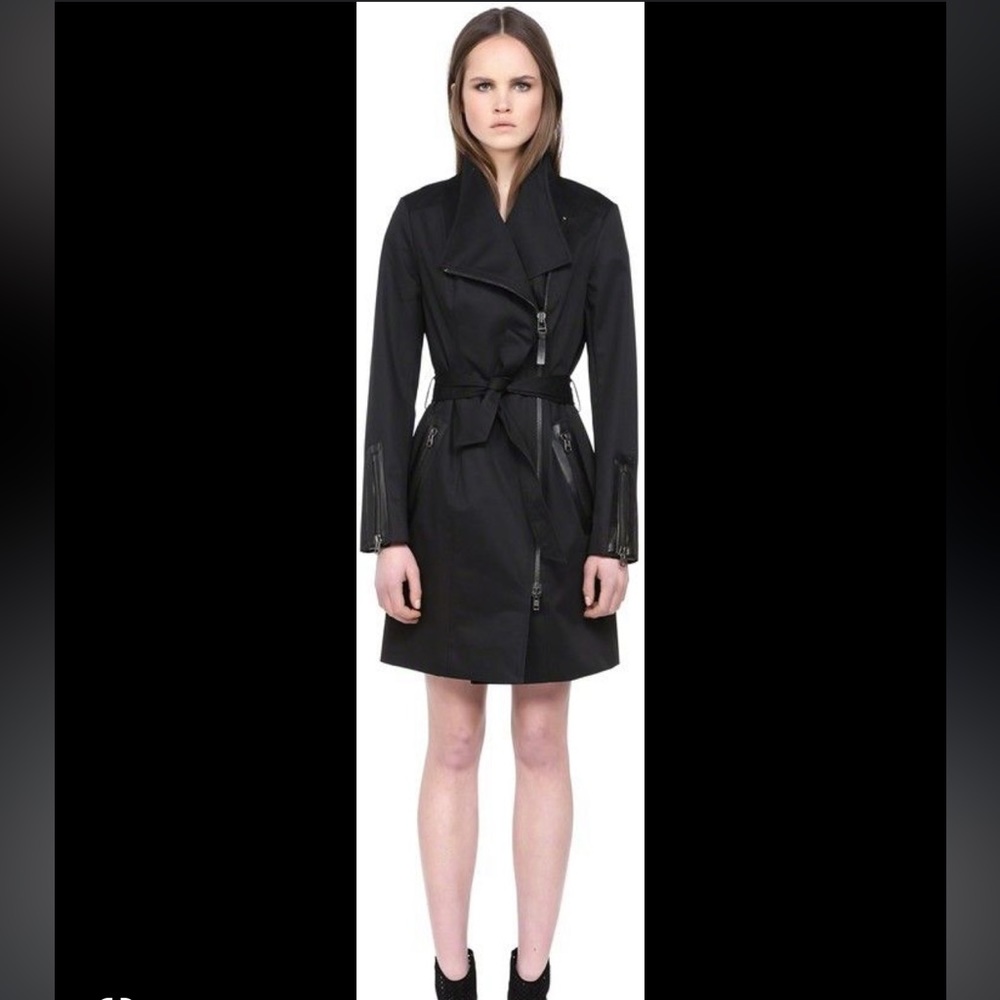 Mackage Estela Belted Trench With Leather Trim